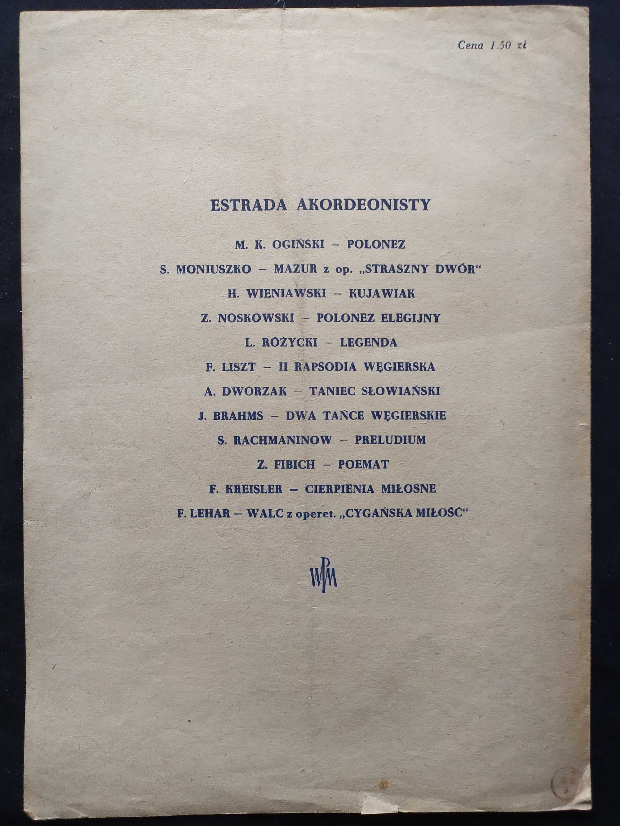 Estrada akordeonisty, Zdenko Fibich, Poemat, opr. S. Galas 1955