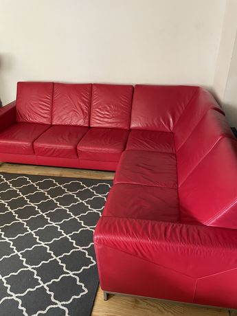 KLER narożnik sofa kanapa wypoczynek z funkcją spania fotel skóra nat.