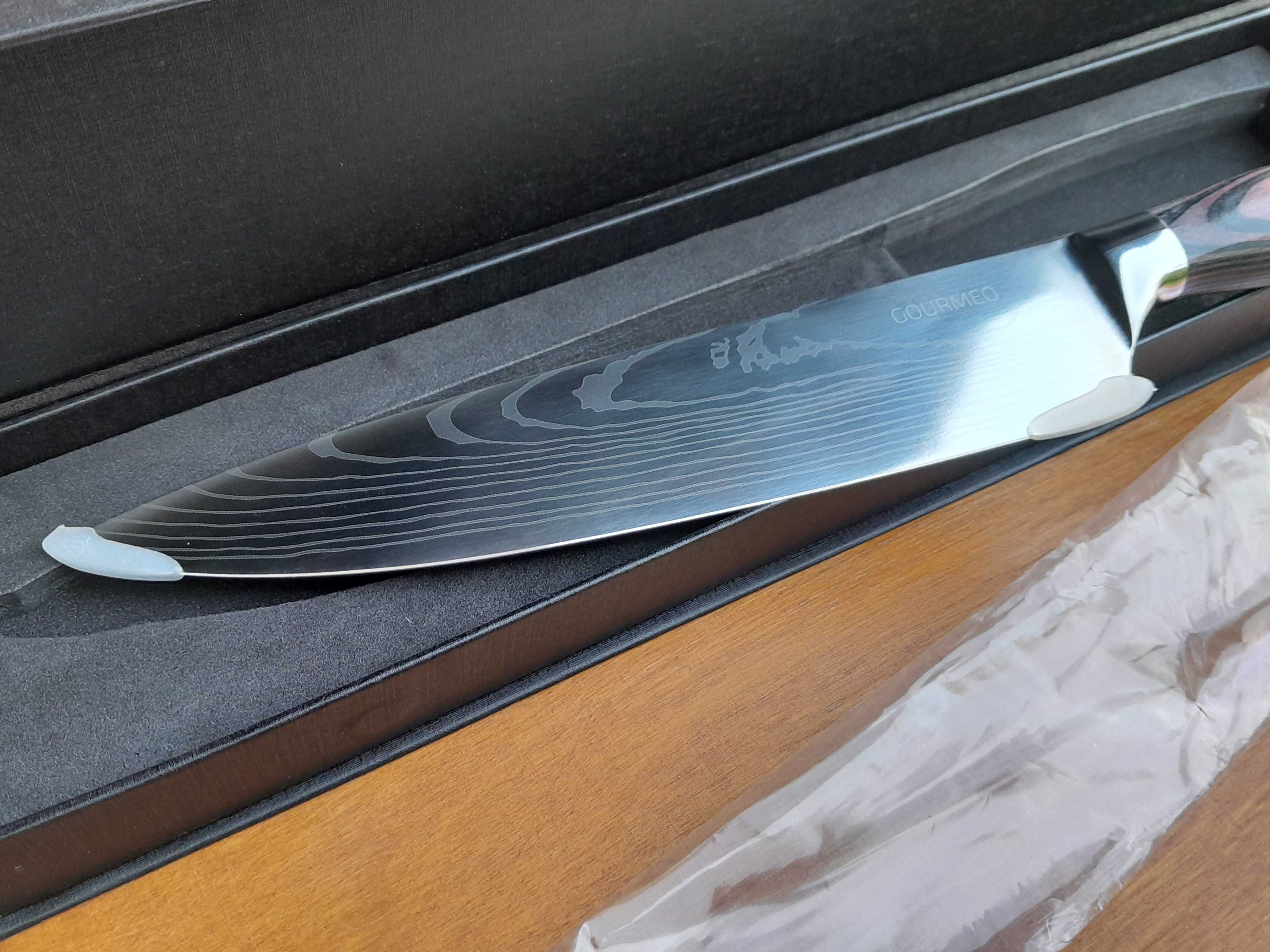 Japoński nóż kuchenny 20 cm Gourmeo w stylu damasceńskim nowy outlet