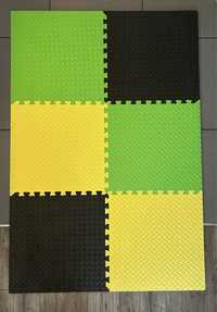 Mata piankowa puzzle 180x120 cm zielono żólto czarna
