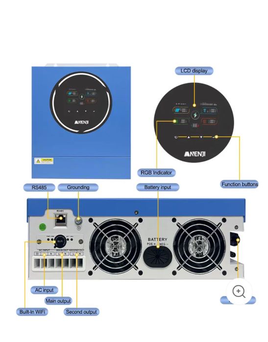 Інвертор 24v 4,2квт Гібридний Anenji
