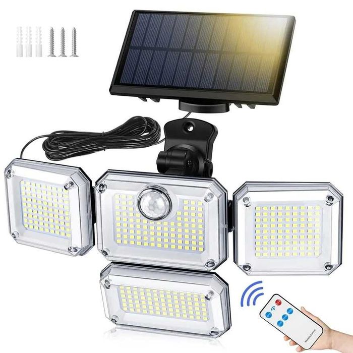 Lampa solarna ogrodowa led zewnętrzna z czujnikiem ruchu zmierzchu 4w1