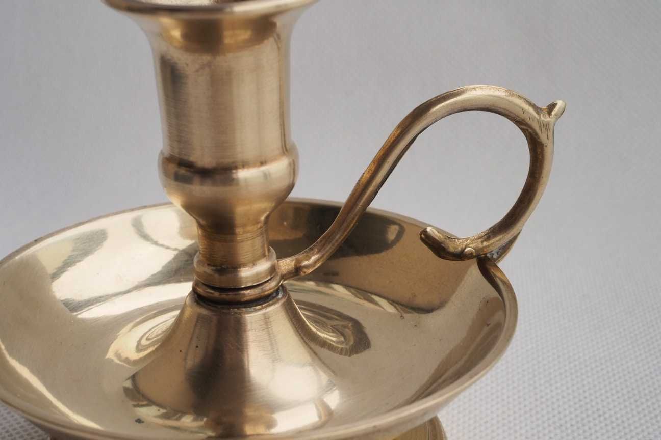 Kaganek świecznik mosiężny Vintage unikat mosiądz wysokość 10 cm