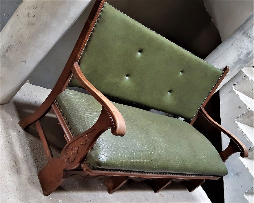 Sofa fotele zielona stylowa retro, vintage, rustykalna 175x55x100