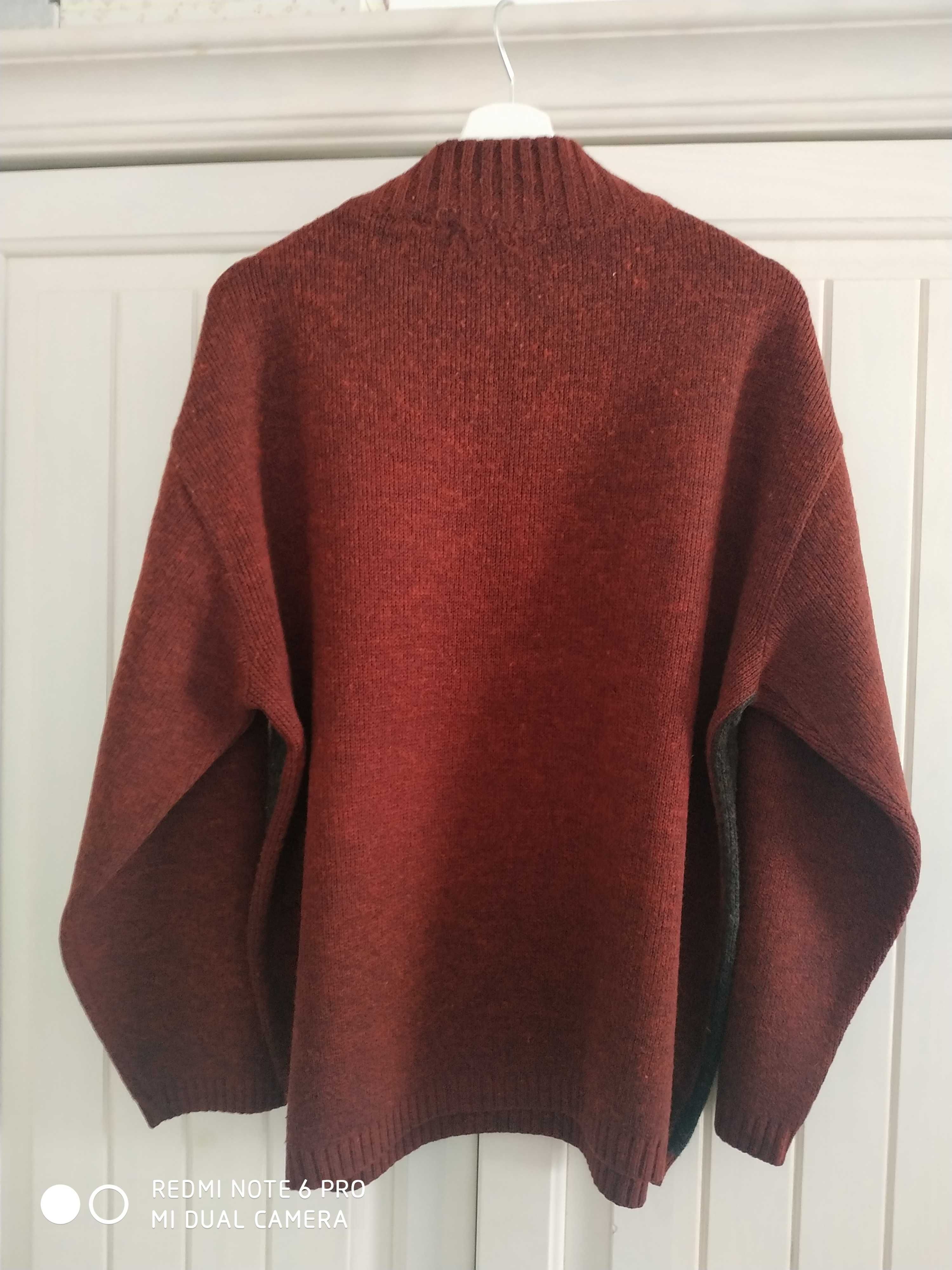 Sweter męski bordowo-czarny XL