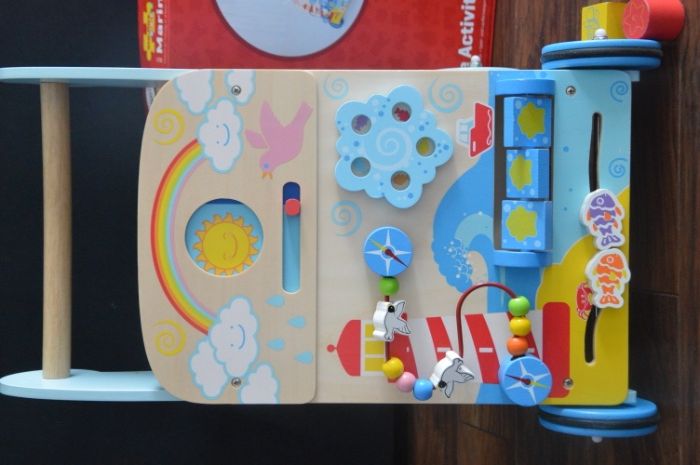 Interaktywny drewniany chodzik, pchacz, jeździk – motyw morski 120 zł