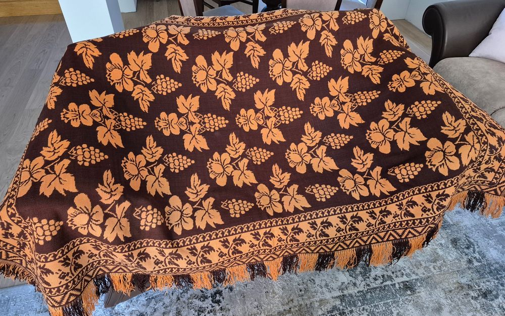 Narzuta wełniana tkana PRL