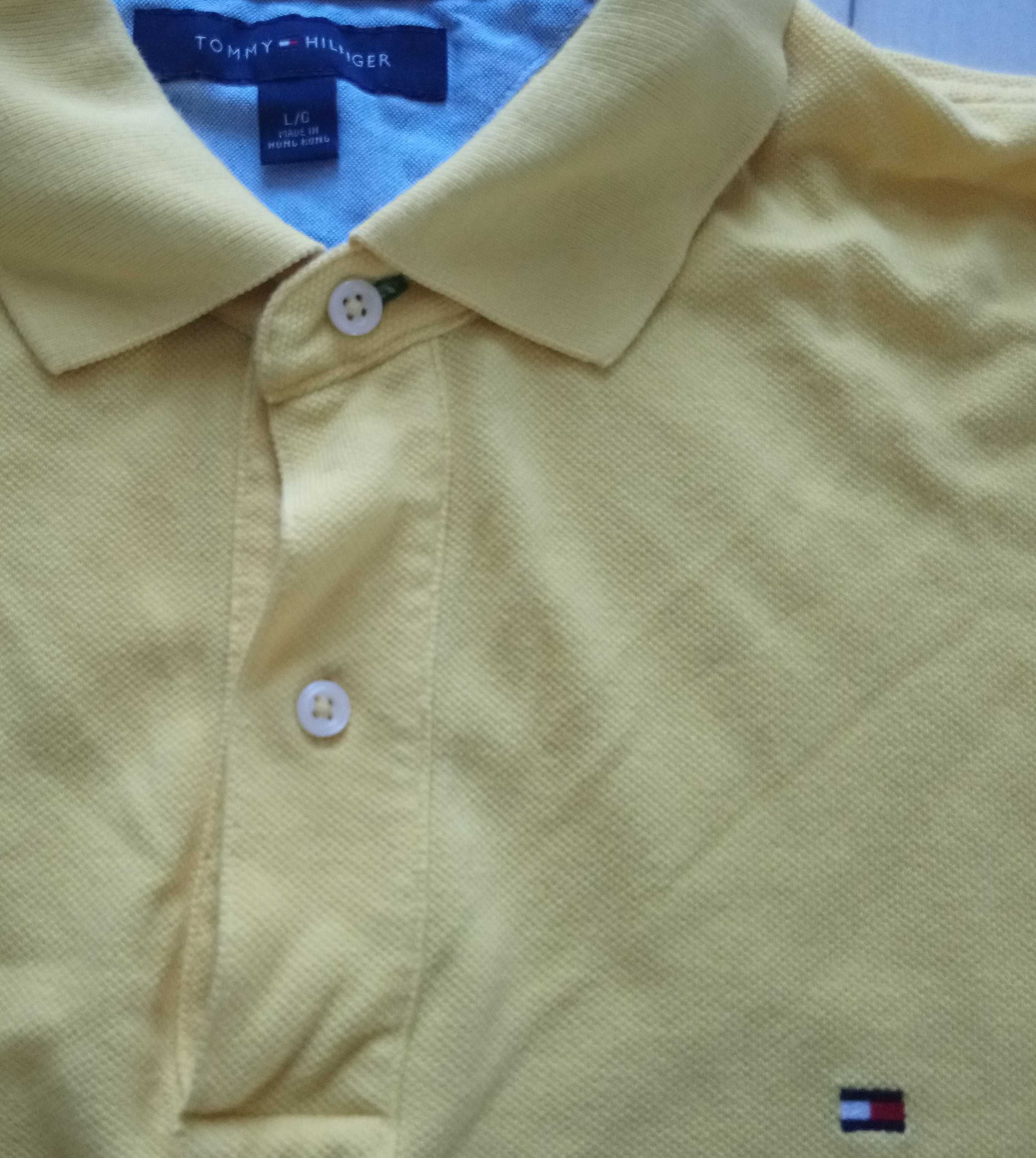 Piękna męska koszulka polo TOMMY HILFIGER rozmiar L XL żółta