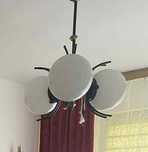 Lampa pokojowa czarna, 3 szklane klosze