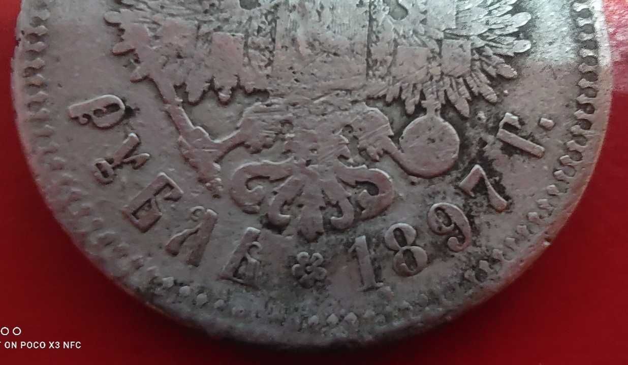 Moneta srebrna Rosja rubel 1897 dwie gwiazdy srebro Ag
