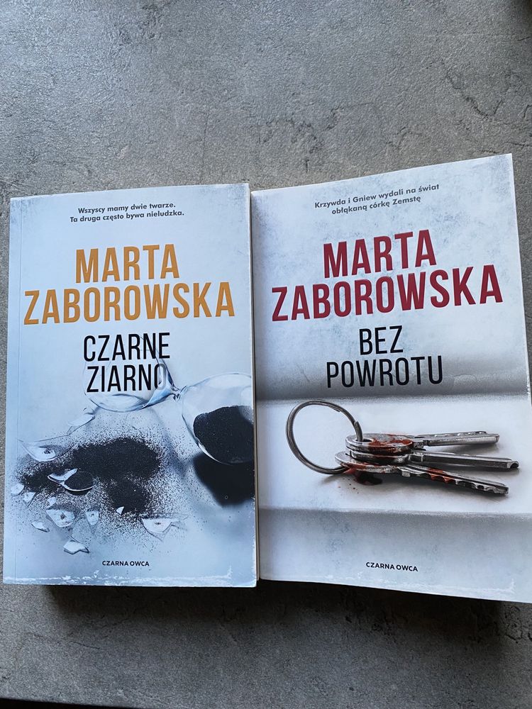 2 kryminały Marta Zaborowska   ,,Czarne ziarno „ i ,,Bez powrotu”