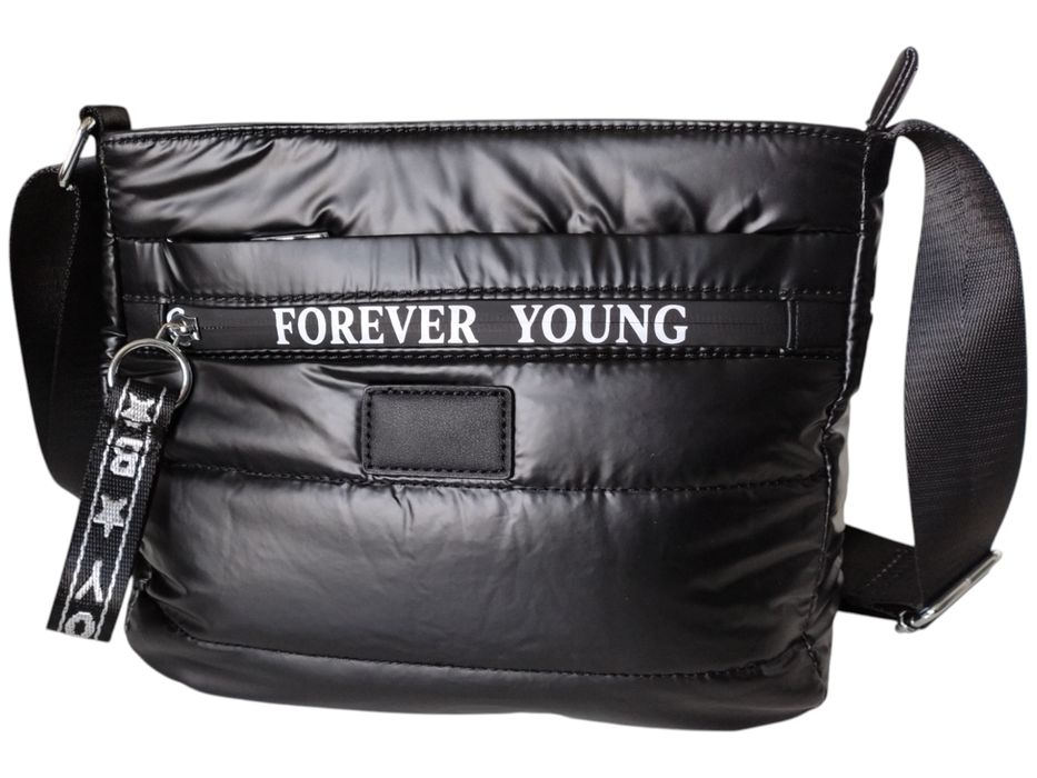 Torebka Damska, Miejska Mała Pikowana Listonoszkaę, Kolor Czarny