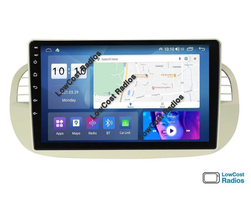 Auto Rádio GPS FIAT 500 - 9" (Desde 2007 a 2015) • ABARTH • Android 15