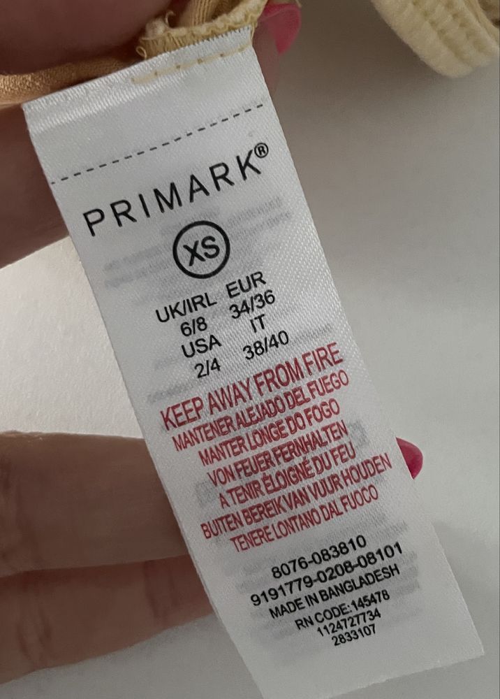 4E uroczy sportowy nowoczesny żółty wygodny Primark XS bawełna