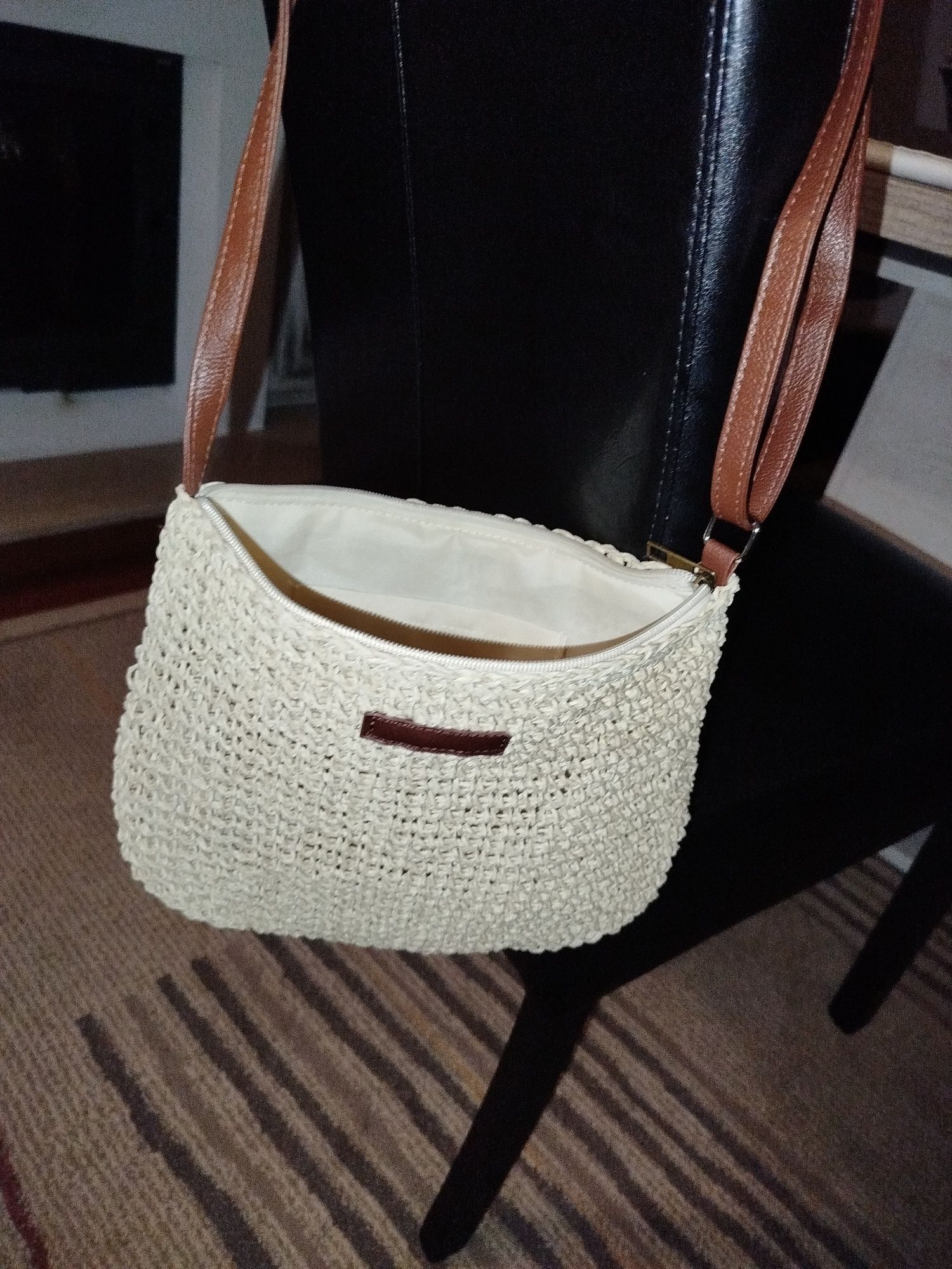Bolsa de Ombro Ajustável Bohemia Tecida à Mão -  de Palha Sintética