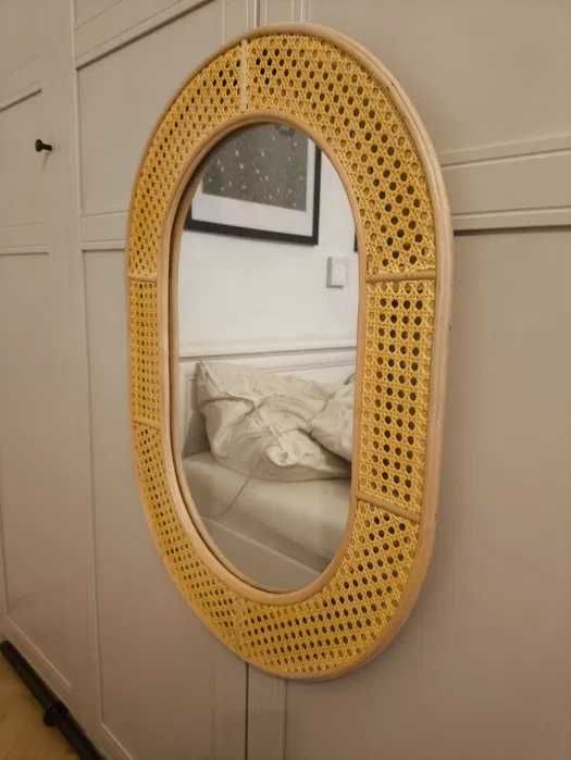 lustro wiszące rattanowe