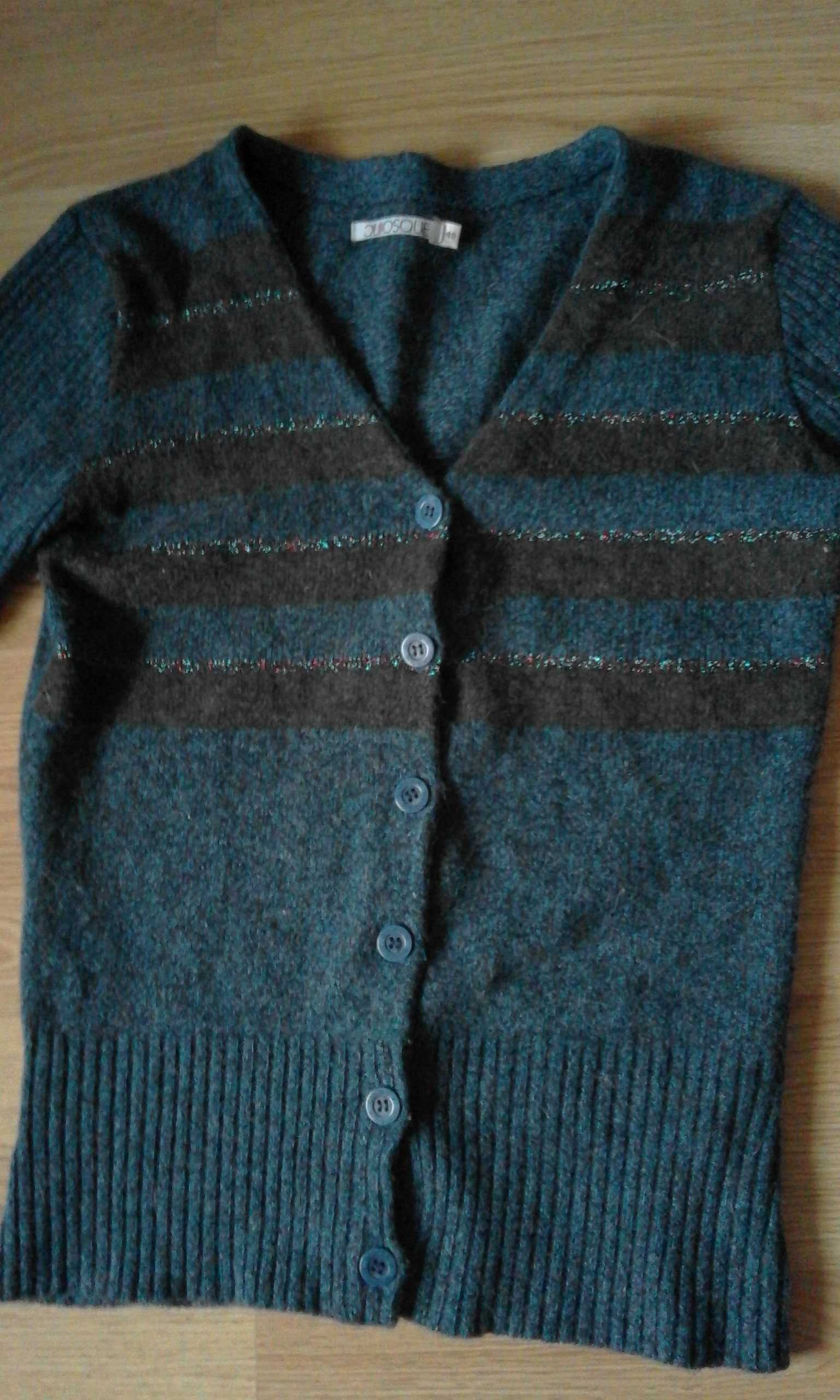 sweter na guziki zapinany 40 38 granatowy wełniany