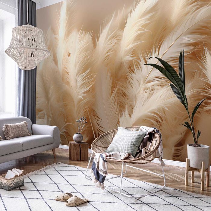 Fototapeta Beżowe Pióra Widok Natura Subtelna 3D Twój Rozmiar + KLEJ