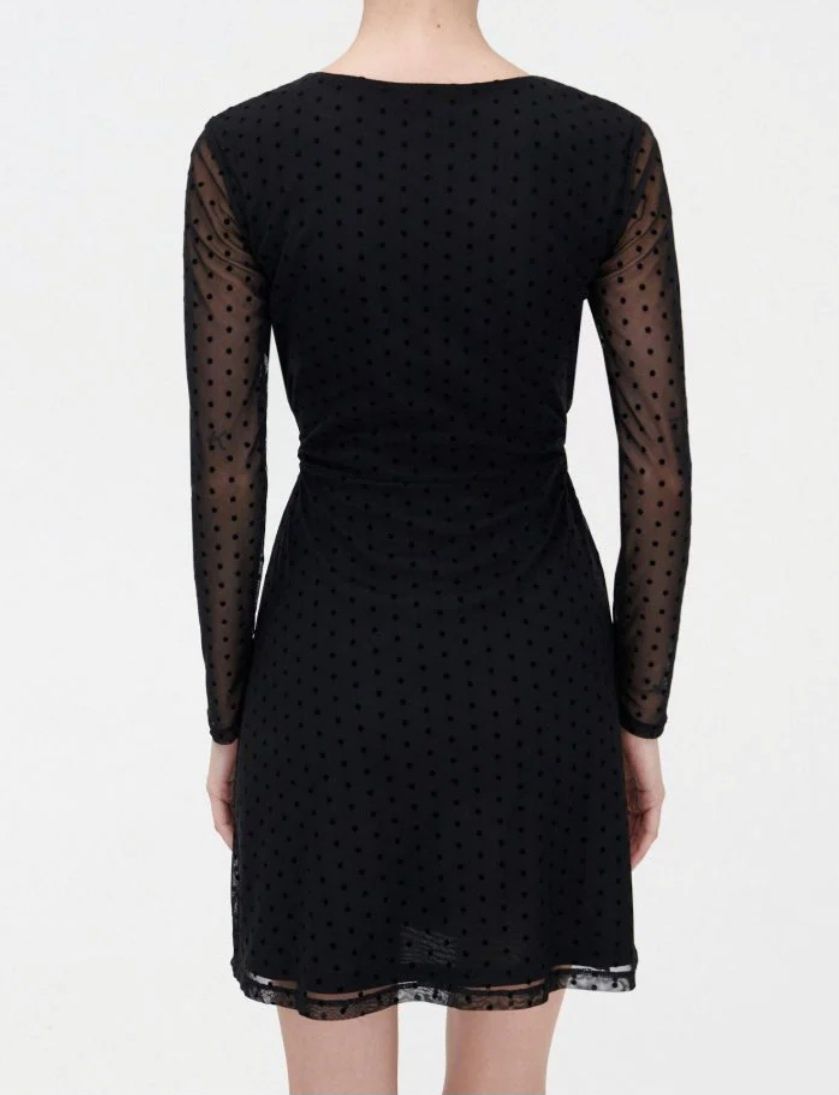 Cropp sukienka czarna mini elegancka tiul kropki R.36