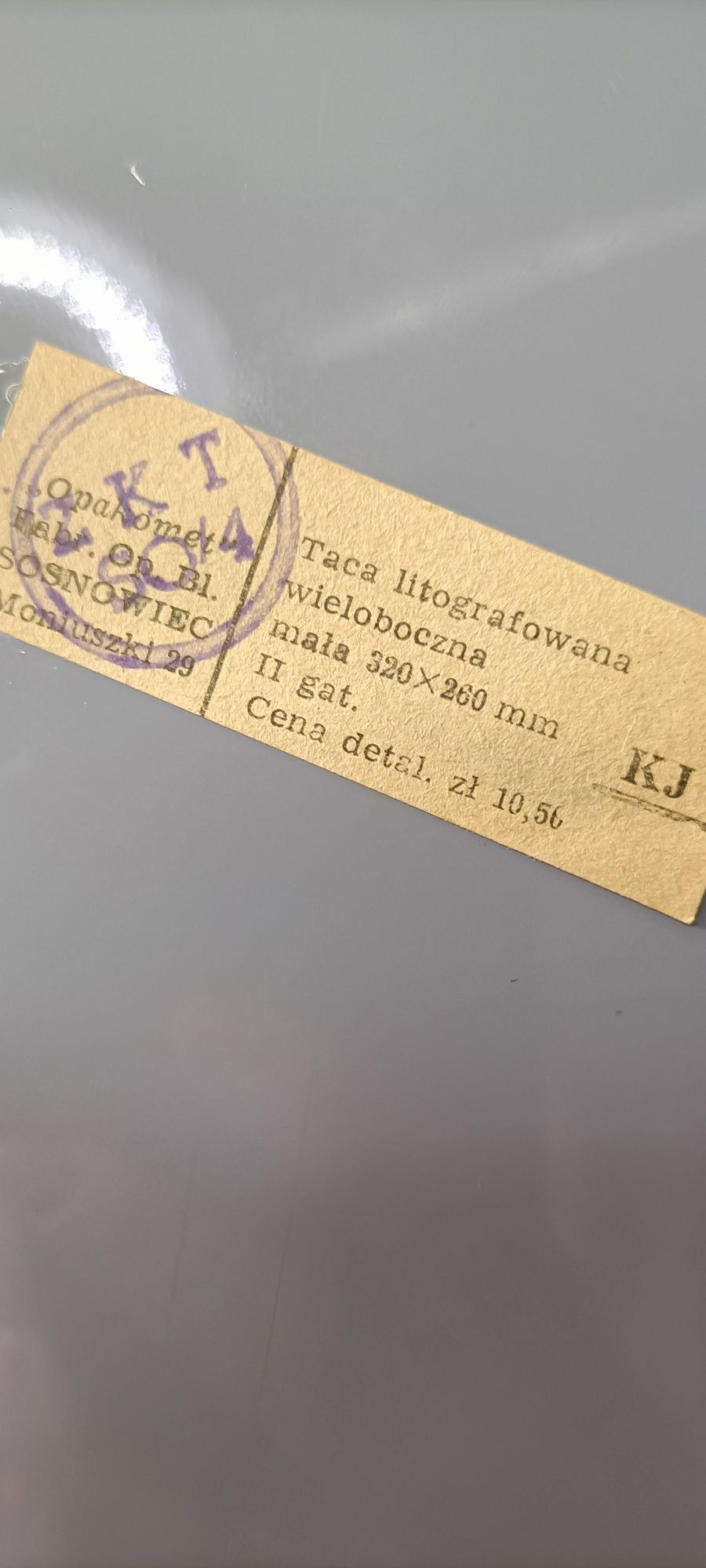 Nieużywana taca litografowana z czasów PRL z metką design PRL T17