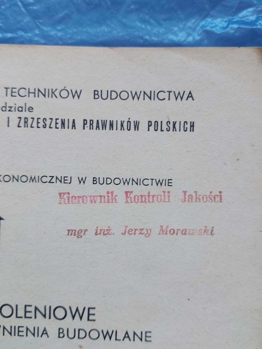 Książka Materiały szkoleniowe do egzaminów na uprawnienia budowl 1968r