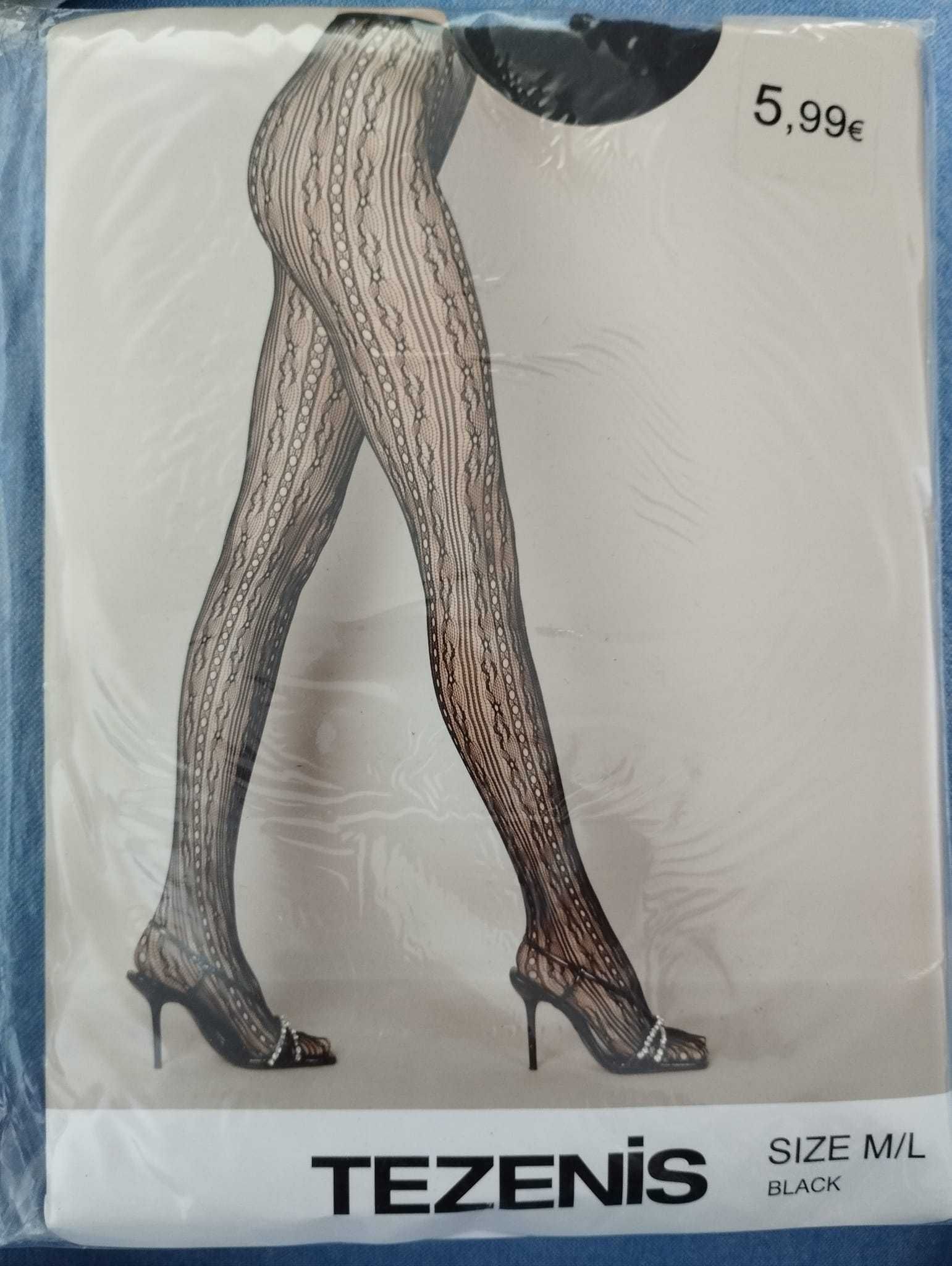 Collants renda / rede / desenhos M/L