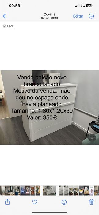 Vendo balcao novo branco