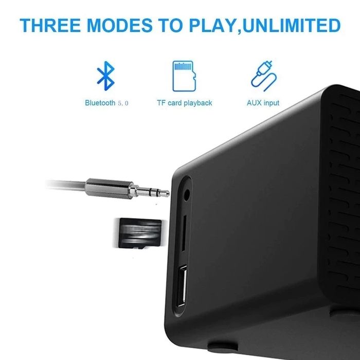 Carregador sem fios, despertador bluetooth, cartão do tf, rádio FM