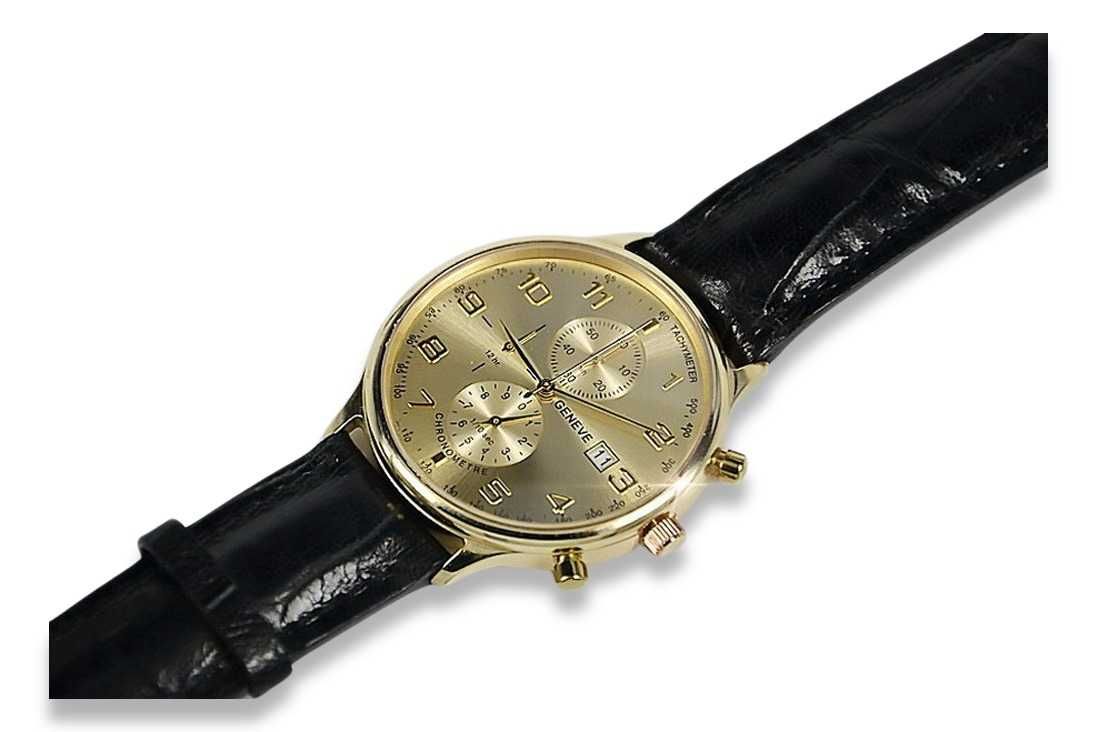 Złoty 14k Włoski męski zegarek NOWY - NAJTANIEJ! mw005y S