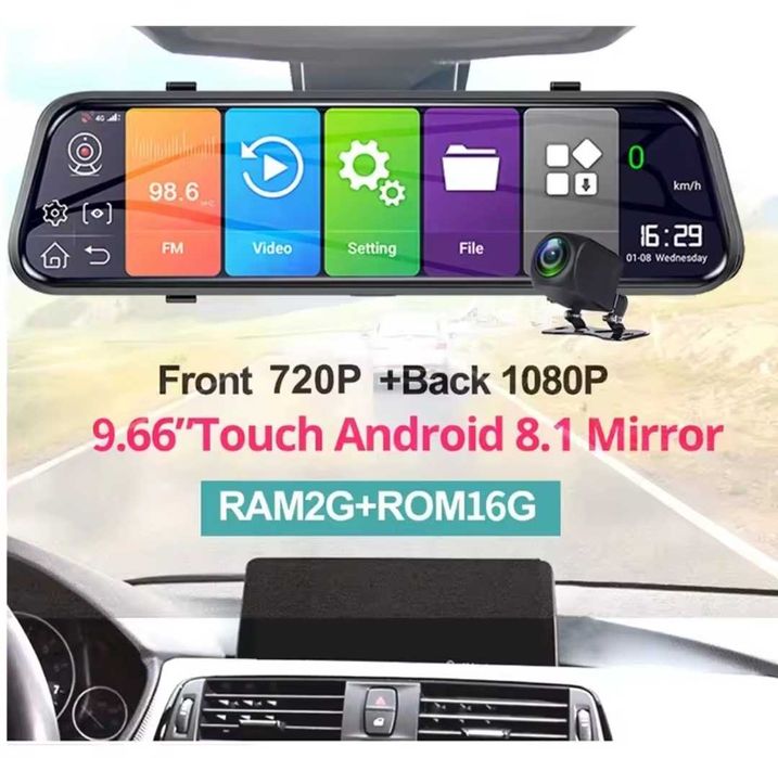 Espelho retrovisor android