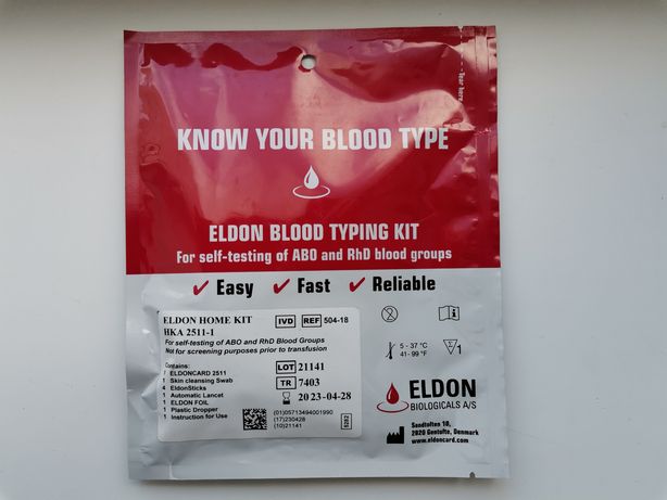 Набор для определения типа крови D'adamo Eldon