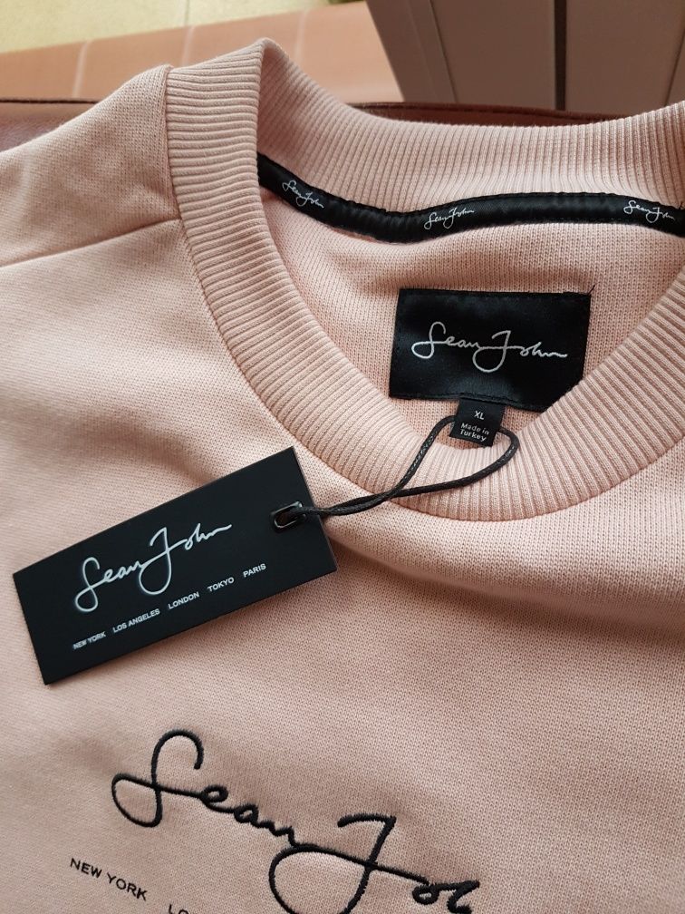 Sean John, piękna męska bluza, blado różowa, rozmiar bawełna,