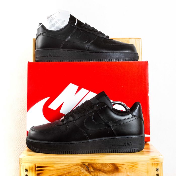 (2084) Зимові Кросівки Nike Air Force з хутром чорні (36-45) найк