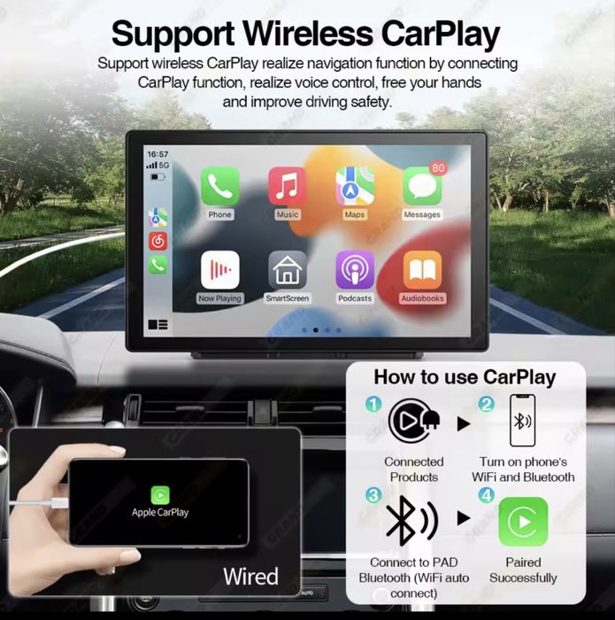 9-calowy samochodowy odtwarzacz multimedialny CarPlay Android Auto