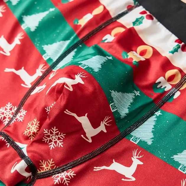 Труси-боксери чоловічі прикольні з різдвяним новорічним принтом S-M