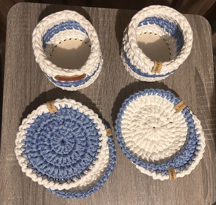 Вʼязаний набір корзинка + підставки під гаряче