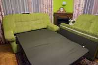 Komplet wypoczynkowy sofa kanapa z funkcją spania 2 fotele pufa