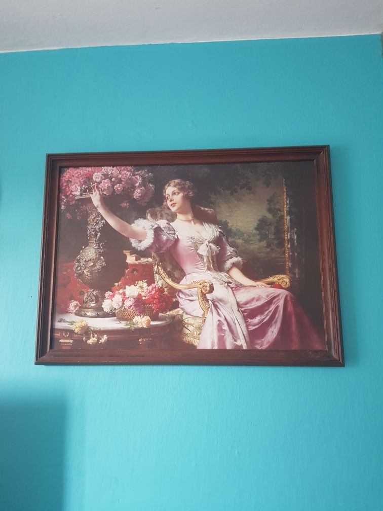 Sprzedam Obraz "Dama w liliowej sukni z kwiatami" (R001) reprodukcja