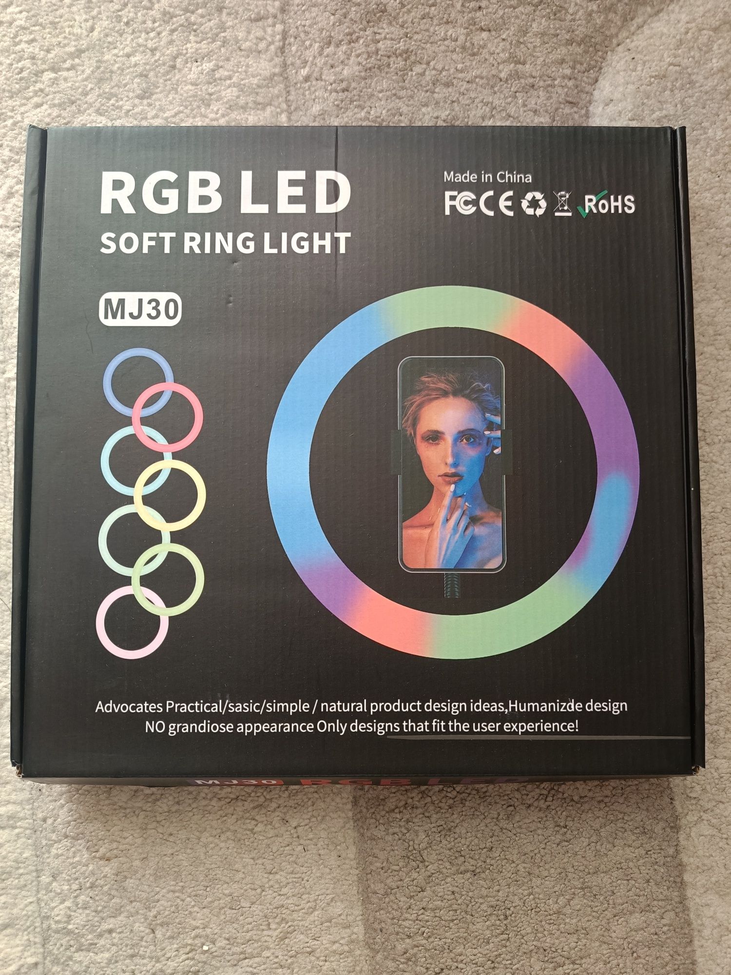 Кольцевая LED лампа MJ-30 RGB + штатив 2 метра