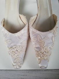 Buty ślubne rozmiar 39 z koronką koronka białe