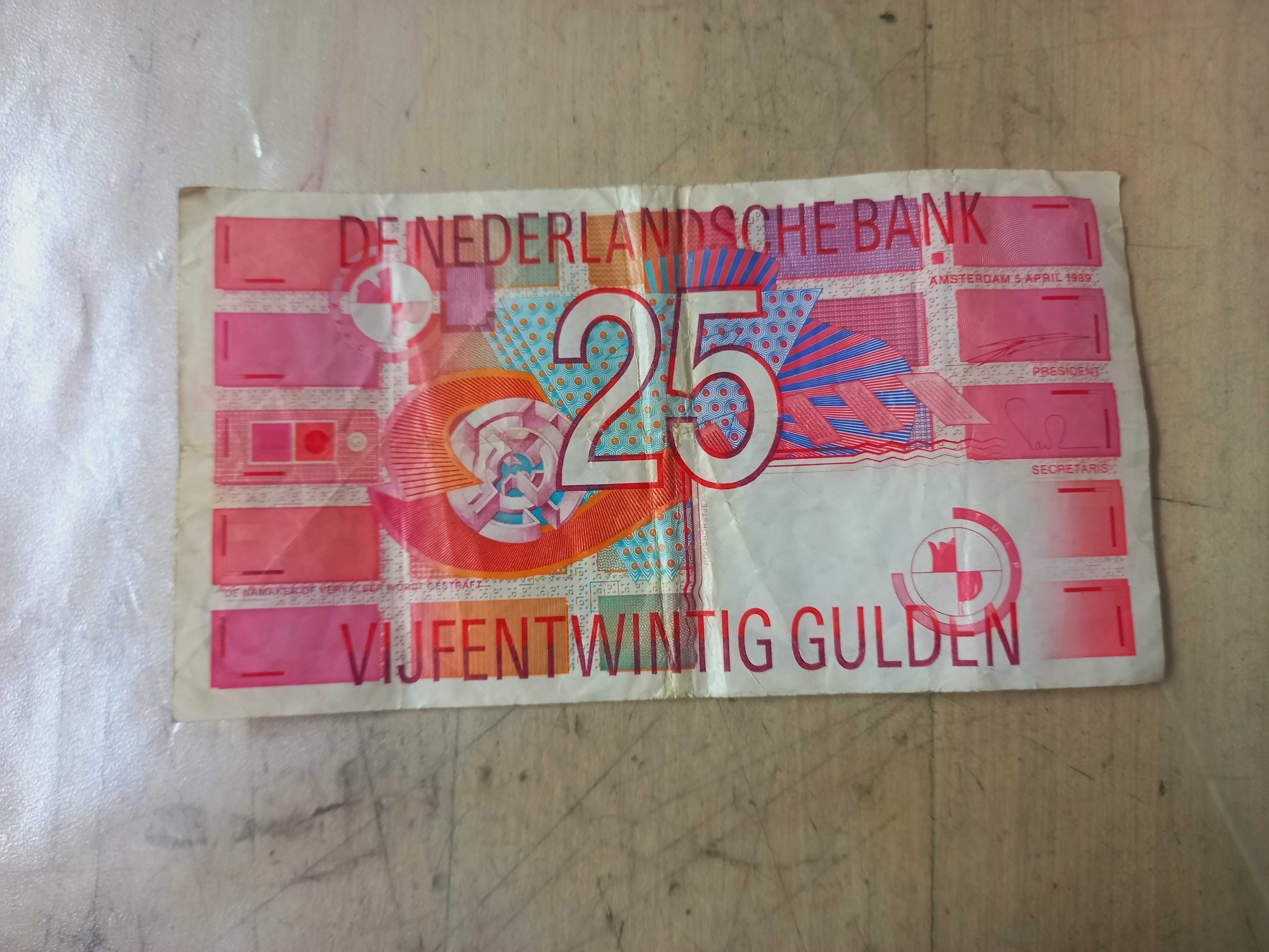 Banknot banknoty Gulden 25 1 dolar amerykański USA 5 marek niemieckich