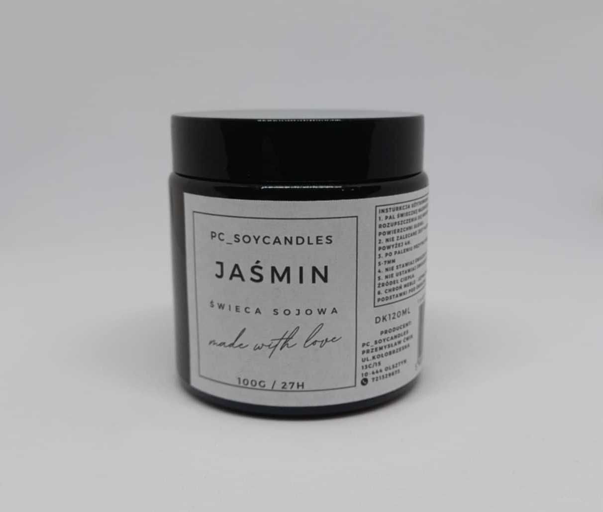 Świeca Sojowa Zapachowa Jaśmin 120ml 27h Drewniany knot