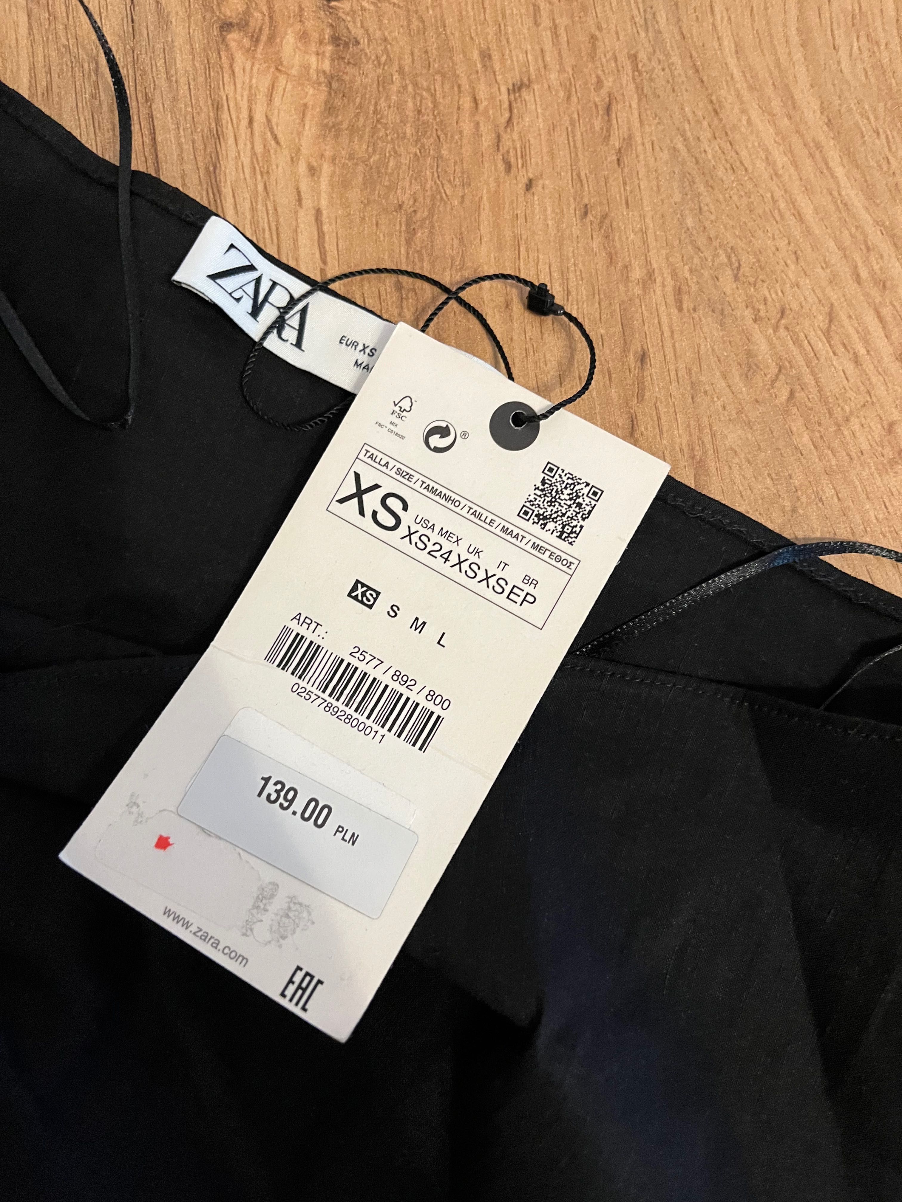 Asymetryczny top koszula na jedno ramię czarna Zara. Rozm. XS z metka