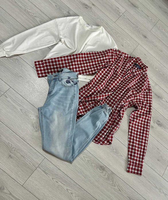 Безкоштовно  рубашка Zara білий світерок та джинси в одні руки