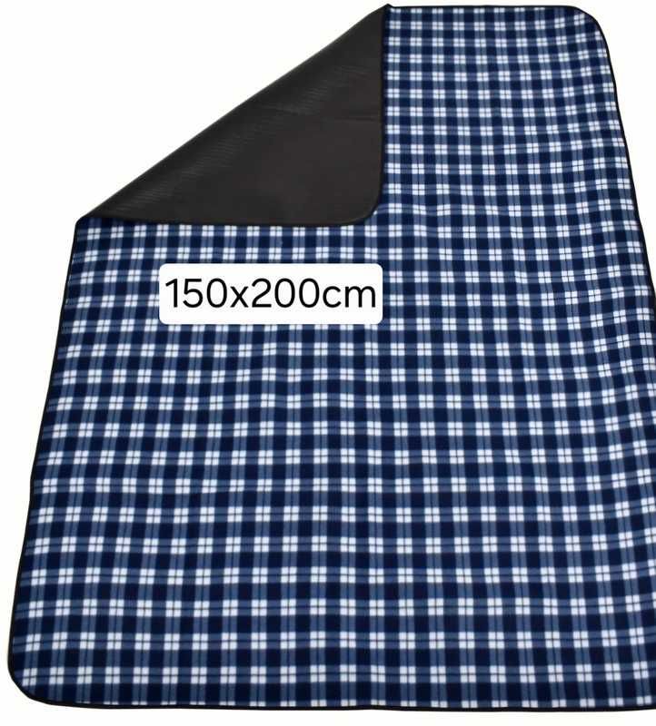 Koc piknikowy 150x200 nowy granat krata