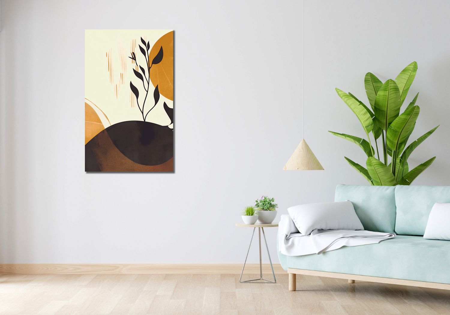 Obraz 60x100cm Złote Słońce i Czarna Gałąź