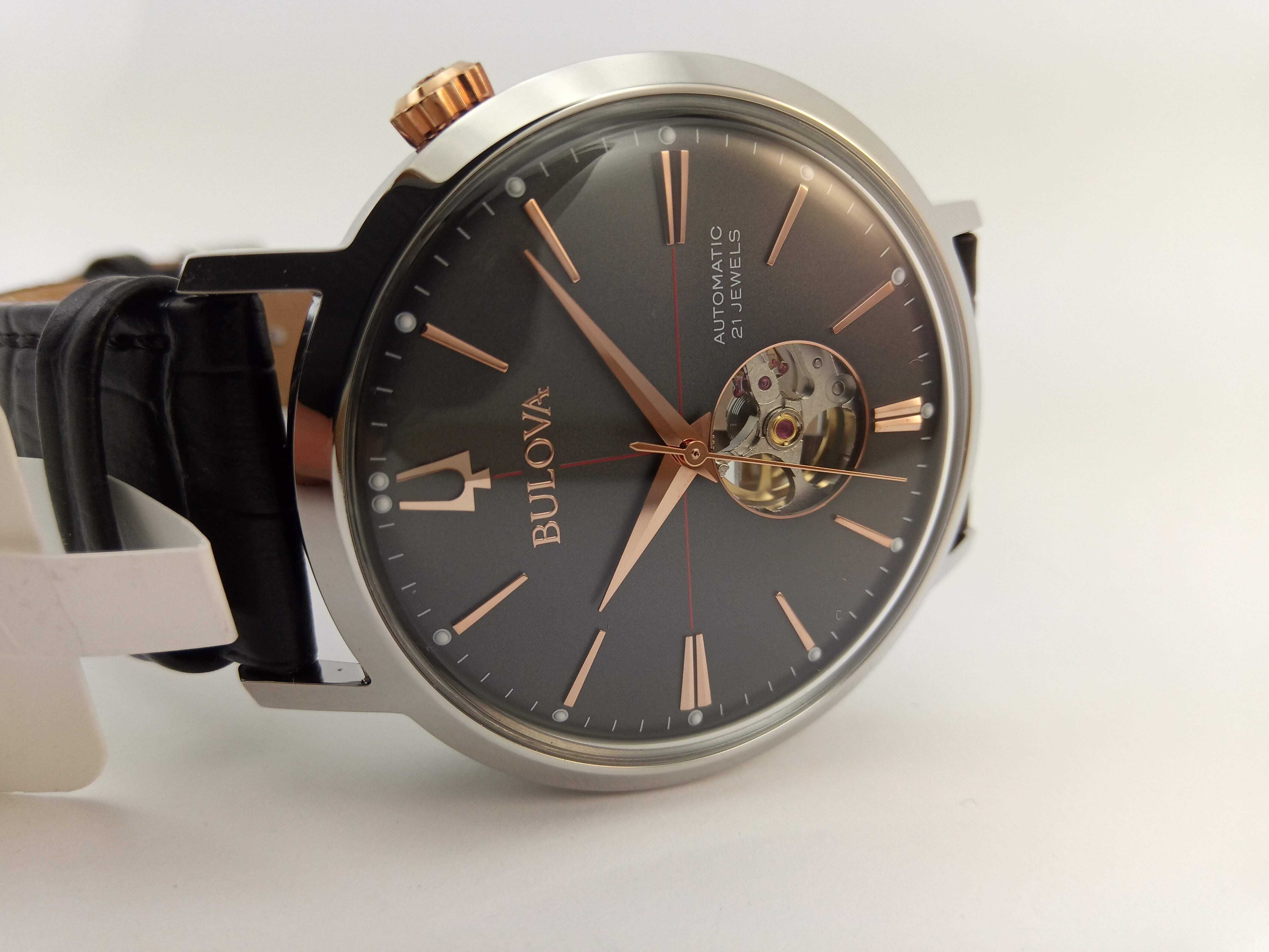 Мужские часы Bulova 98A187 - механика, автоподзавод, открытый механизм