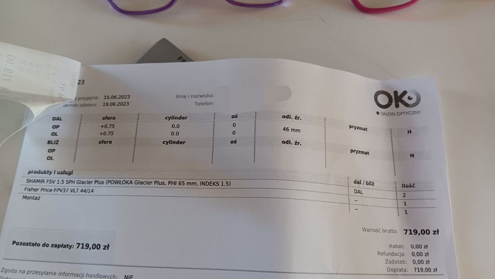 Dziecięce okulary korekcyjne + oprawki Fisher-price SPV37 VLT 44/14