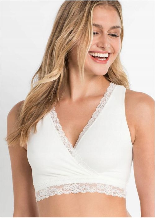 B.P.C biustonosz bustier do karmienia miękki ecru z koronką ^44/46