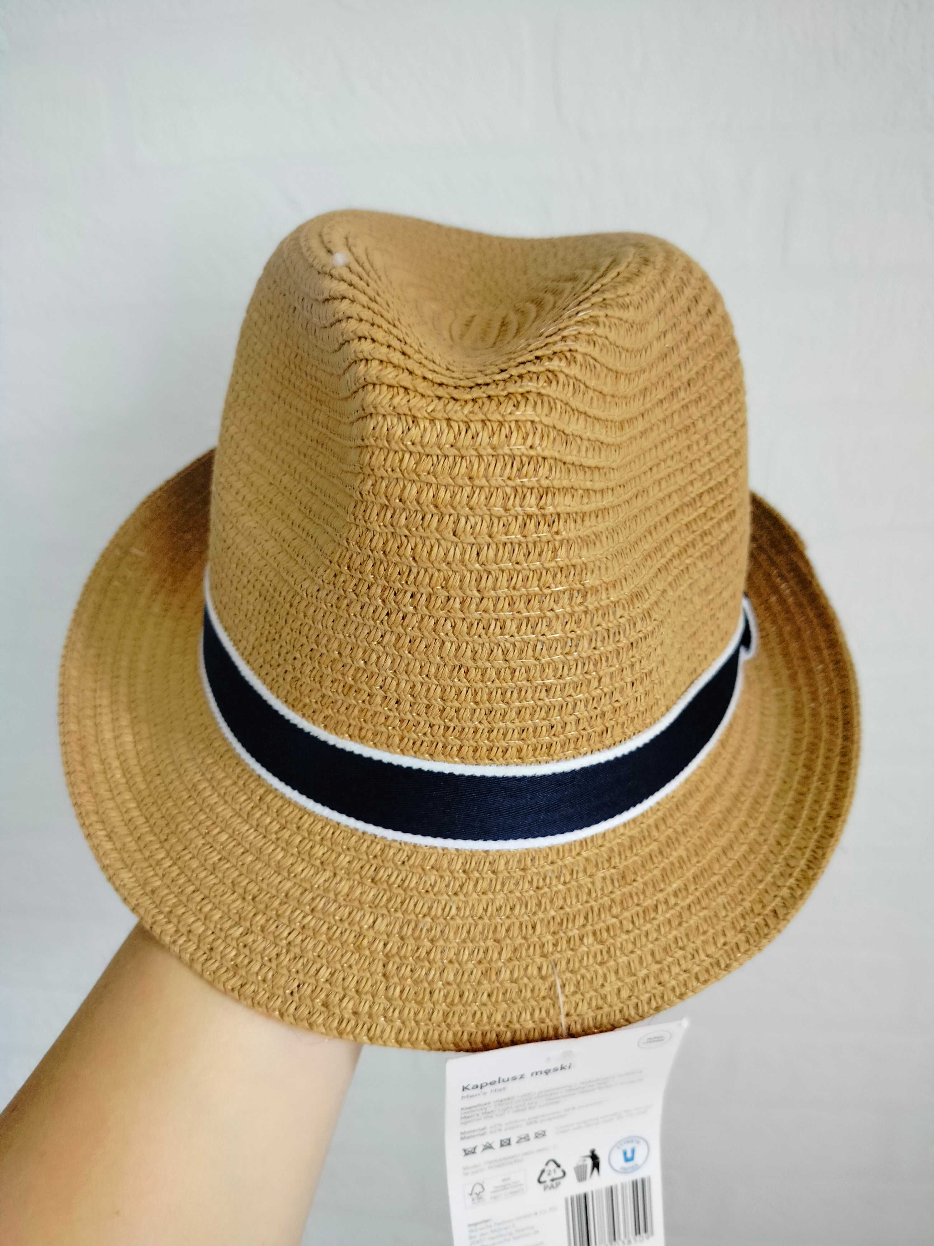 Kapelusz papierowy Cleve męski letni elegancki 57cm